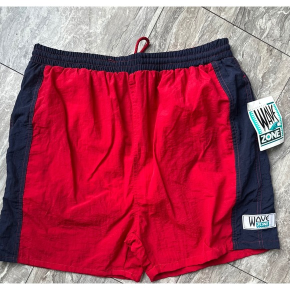 Other - Vintage Wave Zone Swim Trunks Mens XL Red Navy Colorblock Nylon Shorts NWT 0363